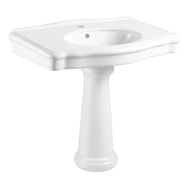 Kingston Brass 32.88" Tall Glossy White Ceramic Oval Pedestal Bathroom